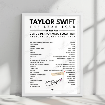 Taylor Swift Setlist Poster - Gillette Stadium, Foxborough - May 19th, 2023