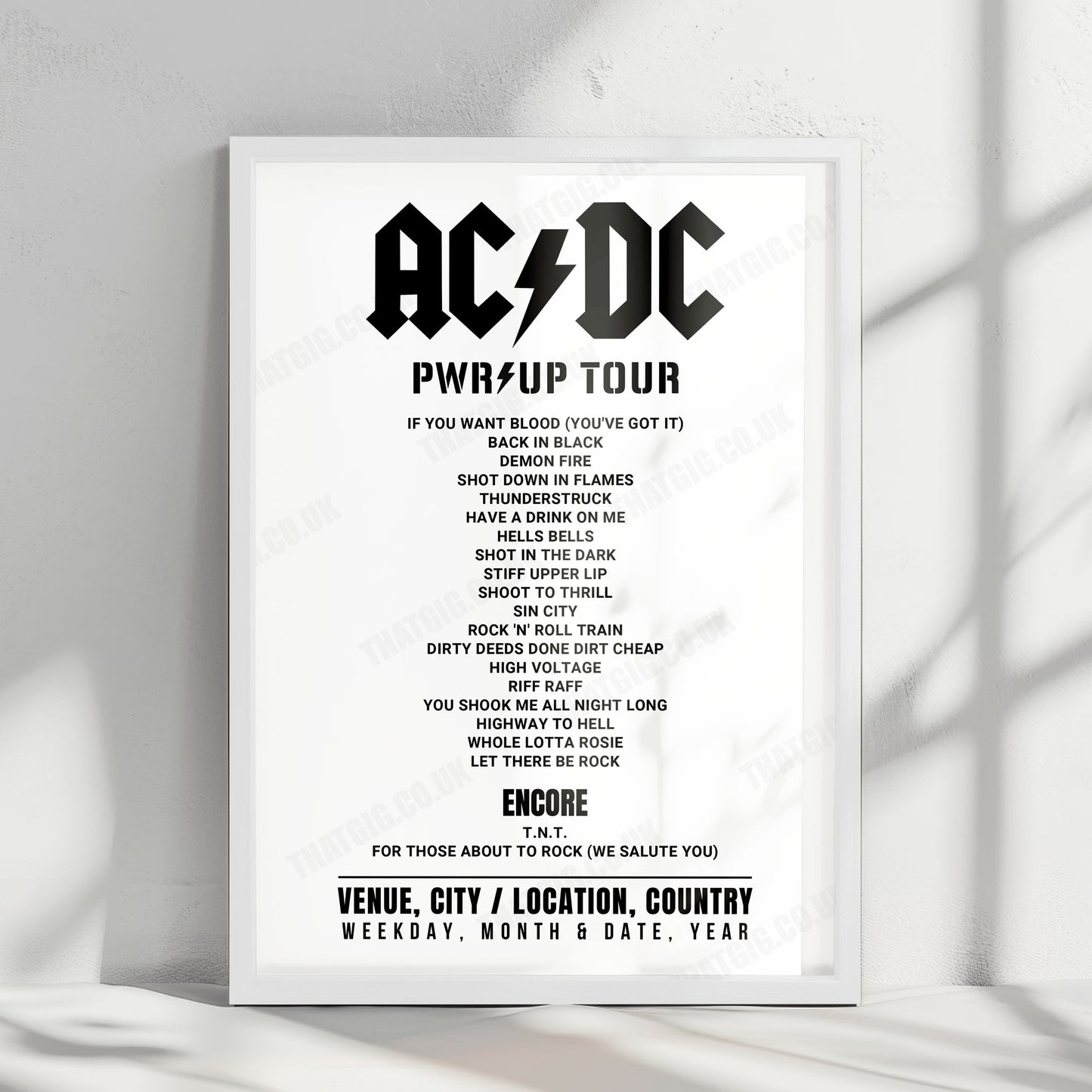 AC/DC Setlist Poster - BC Place Stadium, Vancouver - April 22nd, 2025