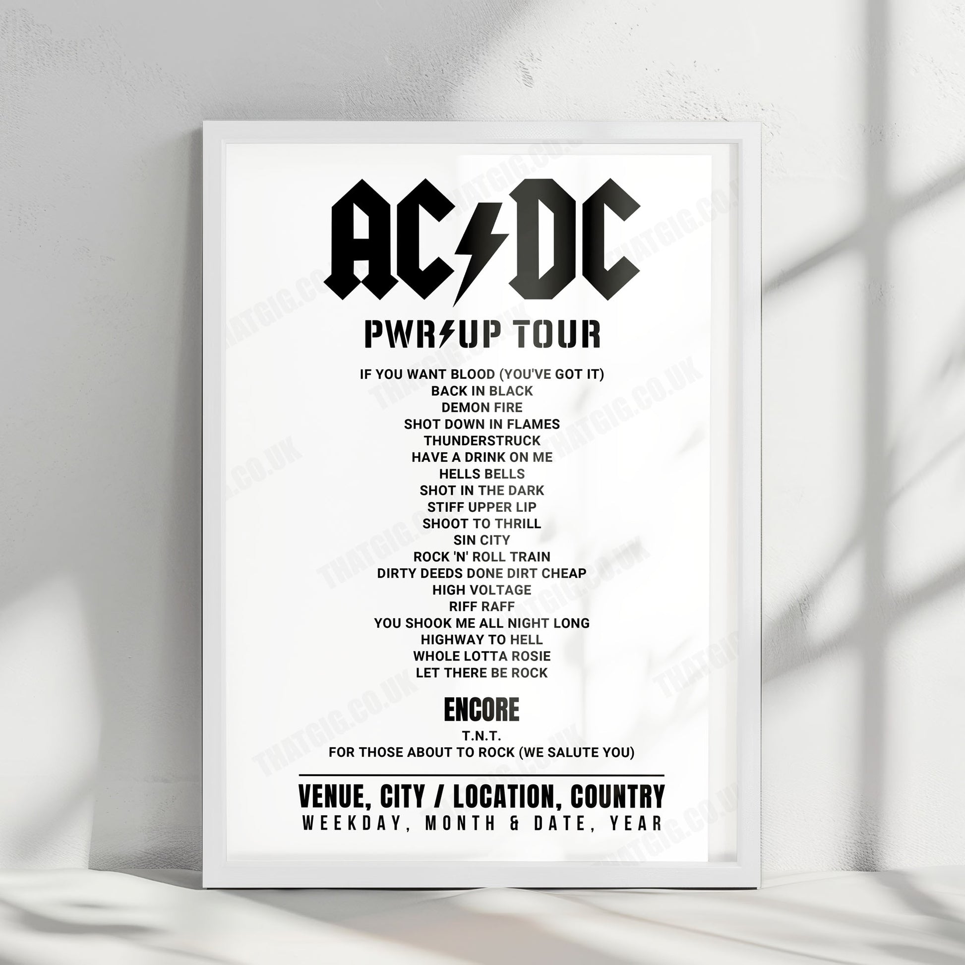 AC/DC Setlist Poster - BC Place Stadium, Vancouver - April 22nd, 2025