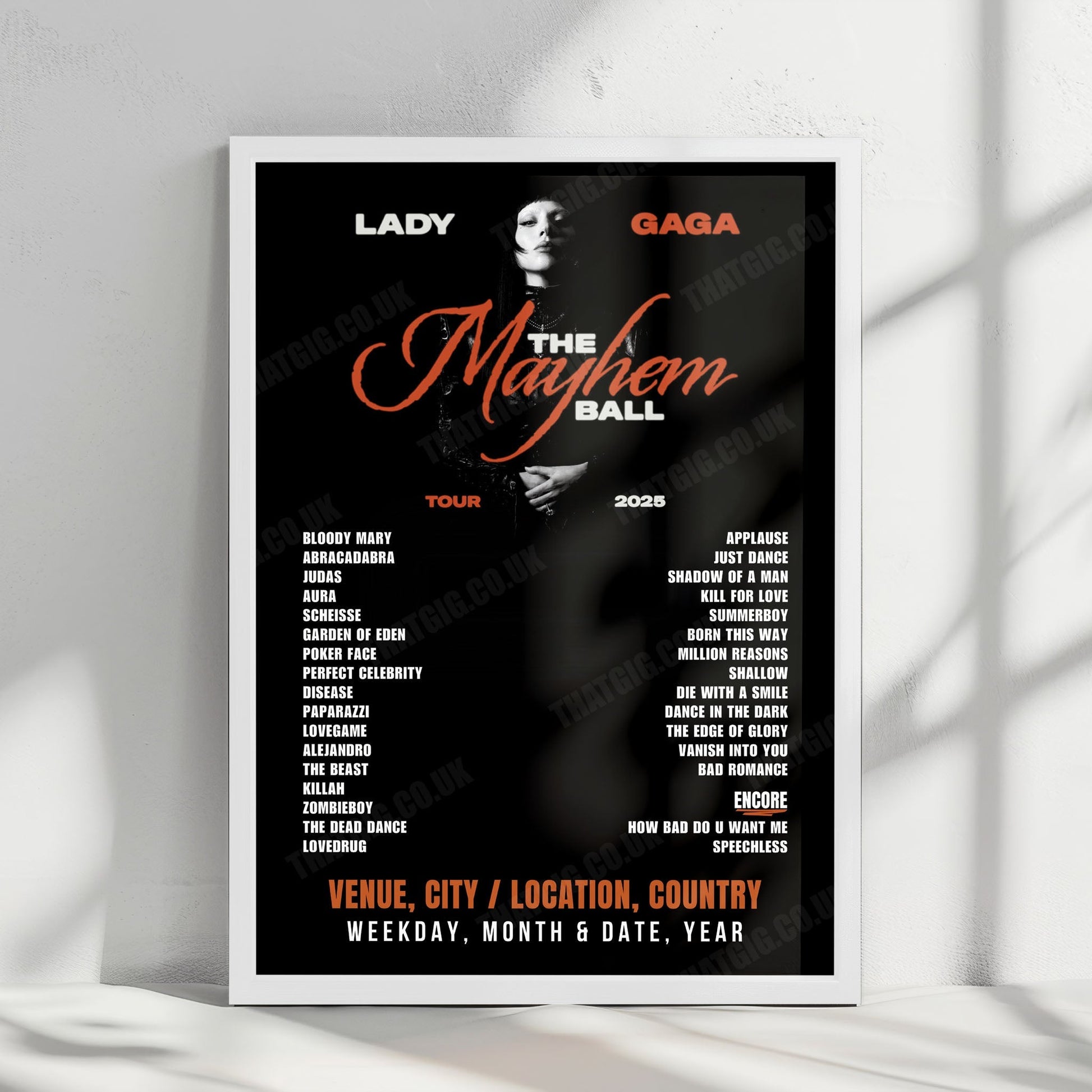 Lady Gaga Setlist Poster - State Farm Arena, Atlanta - March 5th, 2026
