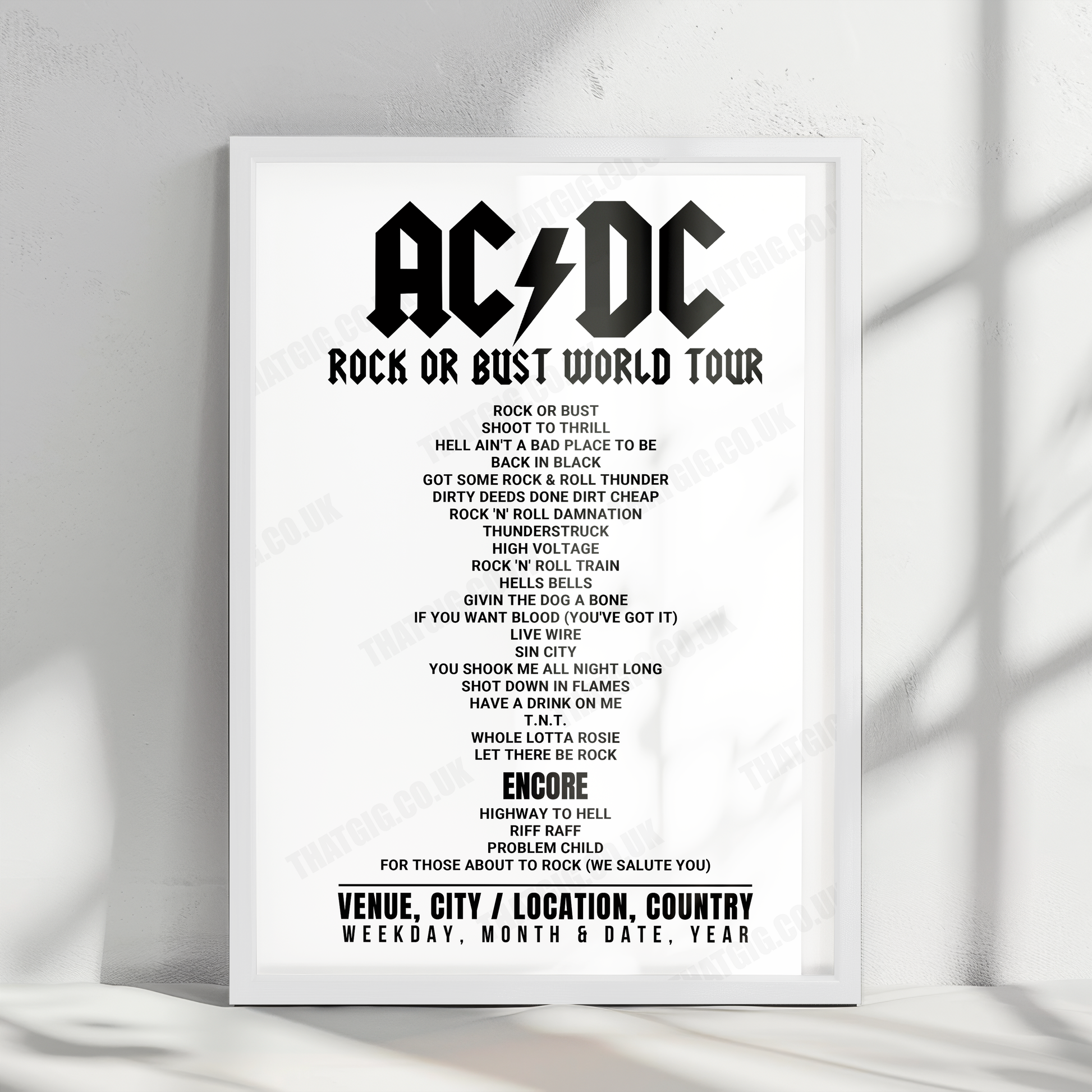 AC/DC Setlist Poster - Red Bull Arena, Leipzig - June 1st, 2016