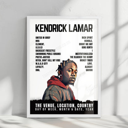 Kendrick Lamar Setlist Poster - Grosse Allmend, Frauenfeld - July 7th, 2023
