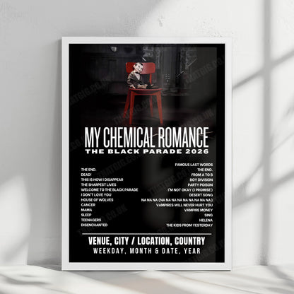 My Chemical Romance Setlist Poster - Iberdrola Music, Madrid - July 18th, 2026