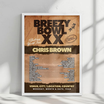 Chris Brown Setlist Poster - Truist Park, Atlanta - August 31st, 2025