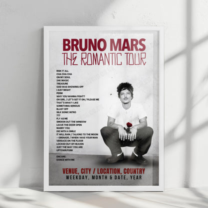 Bruno Mars Setlist Poster - NRG Stadium, Houston - April 22nd, 2026