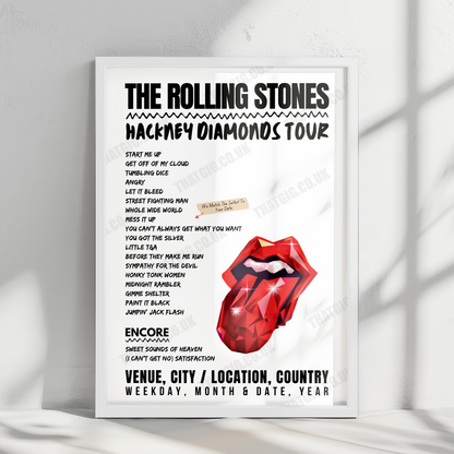 The Rolling Stones Setlist Poster – Levi's Stadium, Santa Clara, CA, USA – July 17th, 2024
