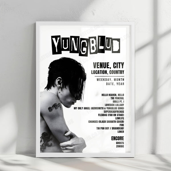 YUNGBLUD Setlist Poster - Amphitheatre, Camden Market, London - March 18th, 2024