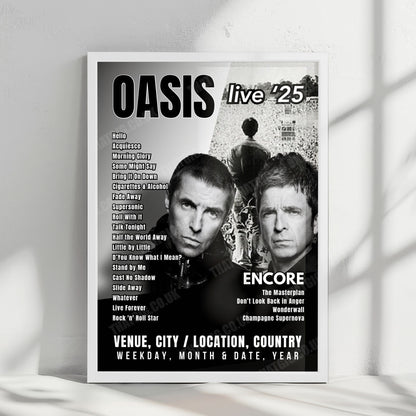 Oasis Setlist Poster - Heaton Park, Manchester - July 19th, 2025