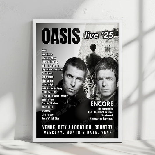 Oasis Setlist Poster - Heaton Park, Manchester - July 11th, 2025