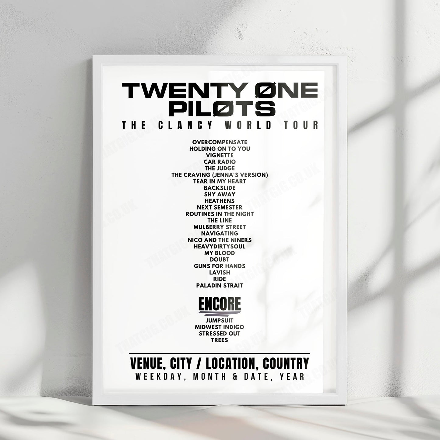 twenty one pilots Setlist Poster - Barclays Arena, Hamburg - April 7th, 2025