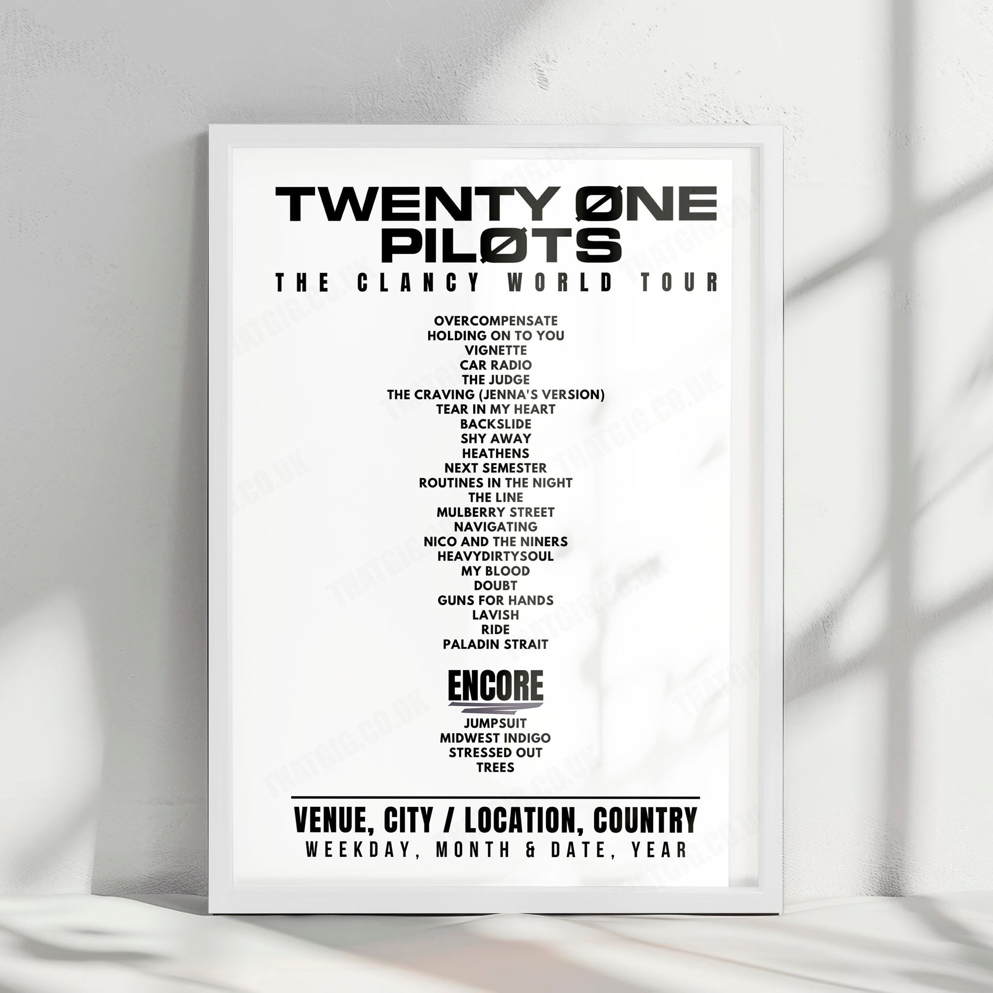 twenty one pilots Setlist Poster - Barclays Arena, Hamburg - April 7th, 2025