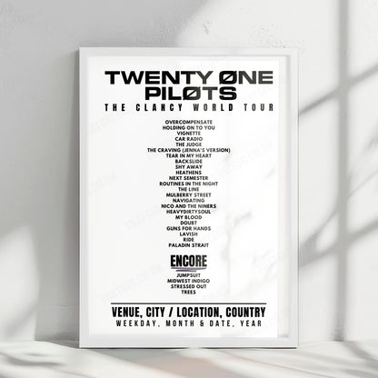 twenty one pilots Setlist Poster - Barclays Arena, Hamburg - April 7th, 2025