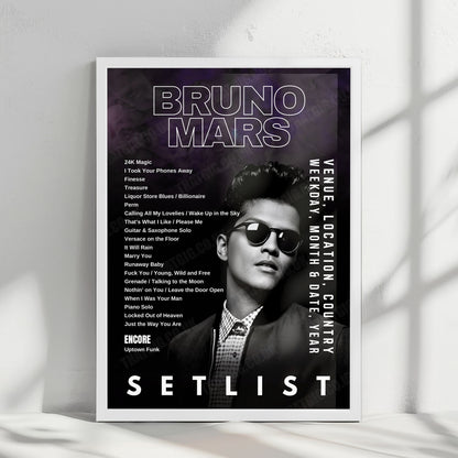 Bruno Mars Setlist Poster - Estádio Olímpico Nilton Santos, Rio de Janeiro - October 19th, 2024