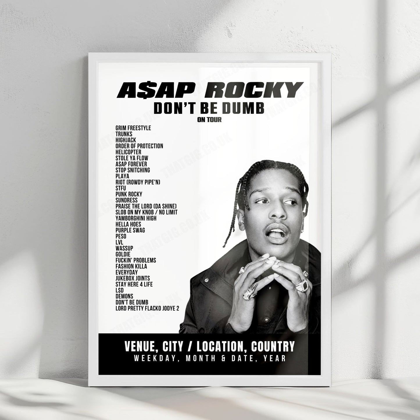 A$AP Rocky Setlist Poster - Royal Arena, Copenhagen - September 18th, 2026