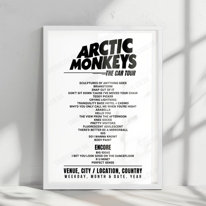 Arctic Monkeys Setlist Poster - The SSE Arena Belfast, Belfast - October 16th, 2023