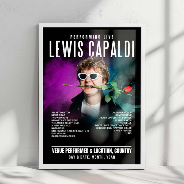 Lewis Capaldi Setlist Poster - 3Arena, Dublin - September 29th, 2025
