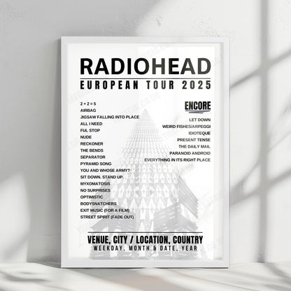 Radiohead Setlist Poster - Royal Arena, Copenhagen - December 16th, 2025
