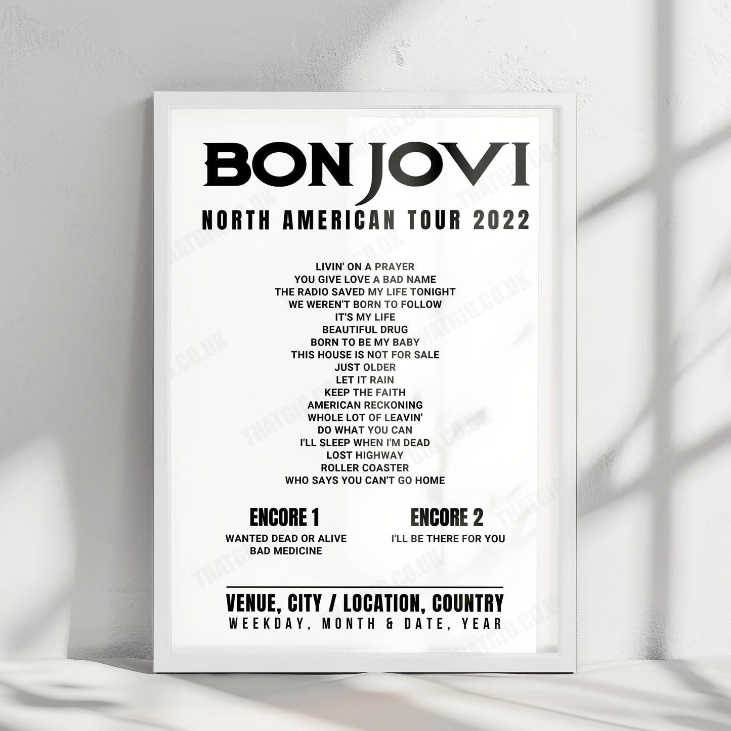 Bon Jovi Setlist Poster - Amalie Arena, Tampa - April 15th, 2022