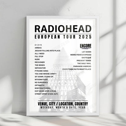 Radiohead Setlist Poster - Unipol Arena, Casalecchio di Reno - November 15th, 2025