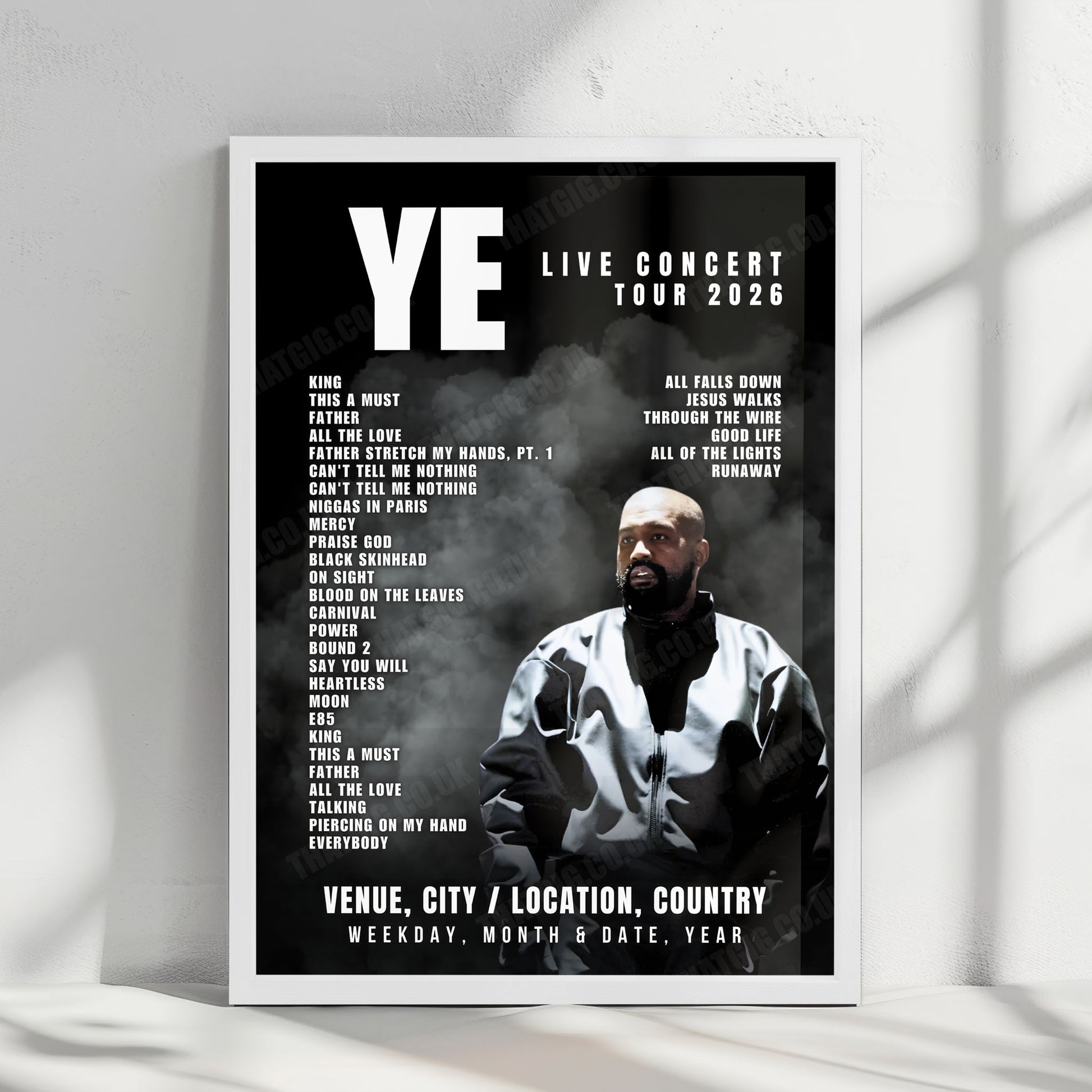 Ye Setlist Poster - SoFi Stadium, Inglewood - April 3rd, 2026