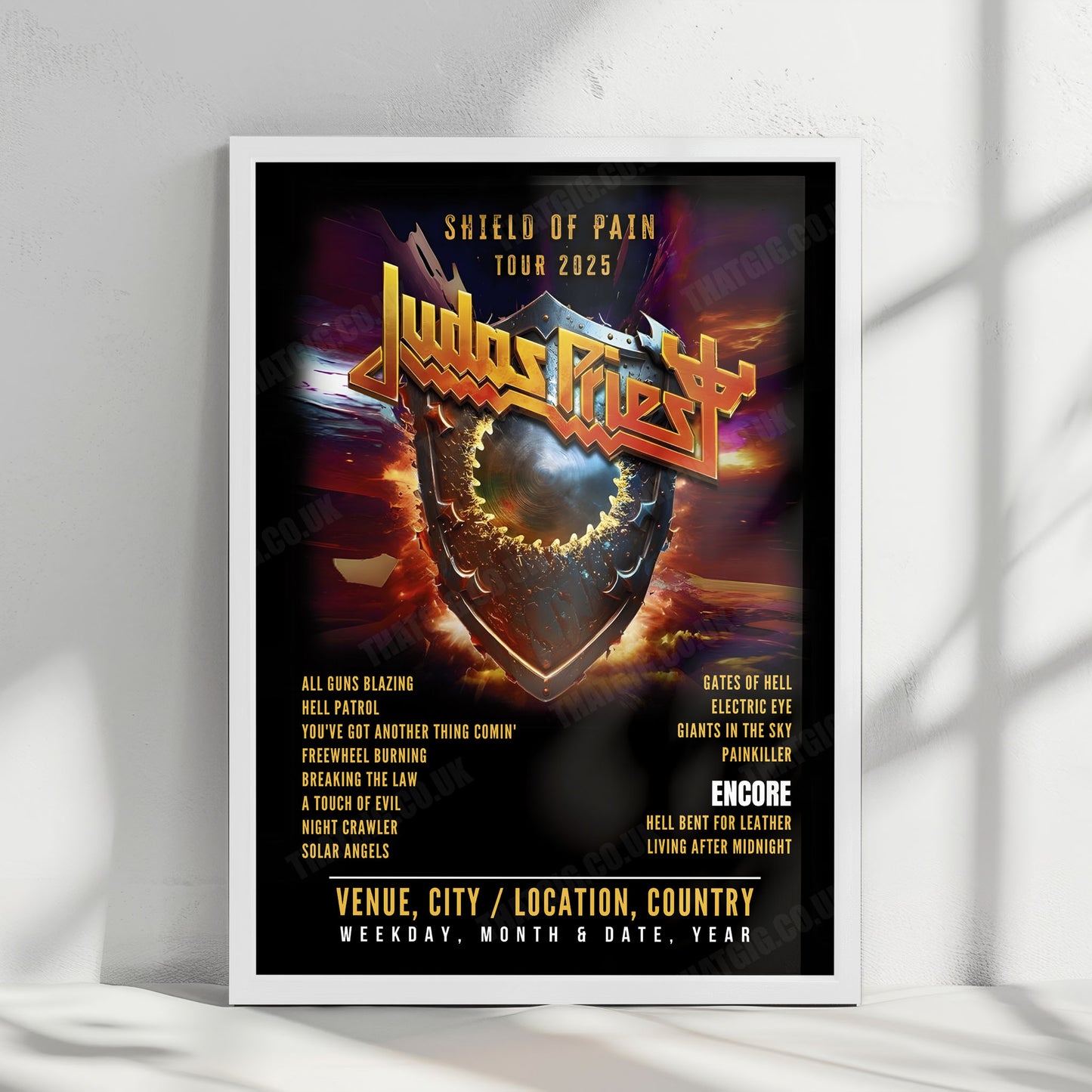 Judas Priest Setlist Poster - Cynthia Woods Mitchell Pavilion, The Woodlands - October 26th, 2025