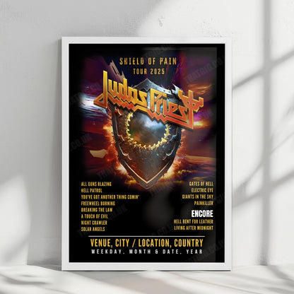 Judas Priest Setlist Poster - Cynthia Woods Mitchell Pavilion, The Woodlands - October 26th, 2025