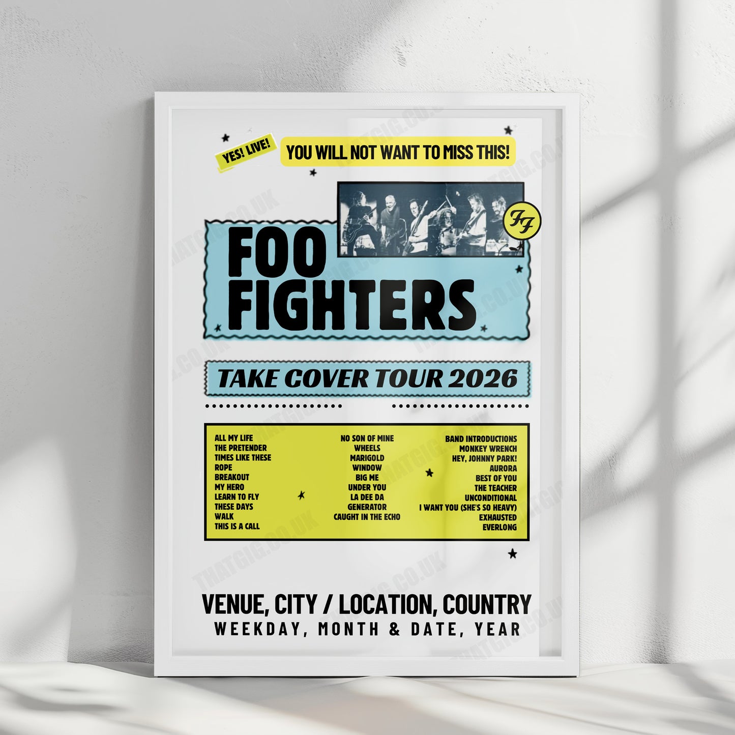 Foo Fighters Setlist Poster - Coopers Stadium, Adelaide - November 17th, 2026