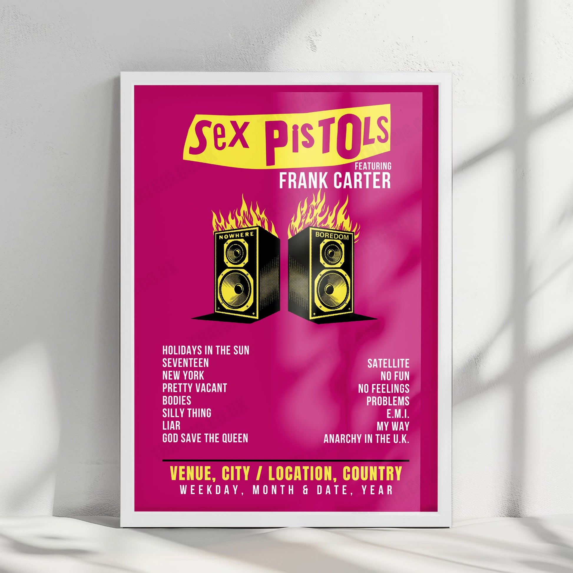 Sex Pistols feat. Frank Carter Setlist Poster - Château de Tilloloy, Tilloloy - June 28th, 2025