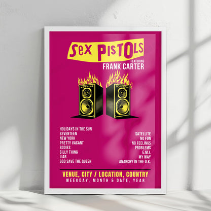 Sex Pistols feat. Frank Carter Setlist Poster - Château de Tilloloy, Tilloloy - June 28th, 2025