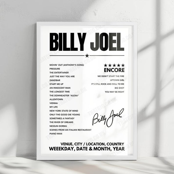 Billy Joel Setlist Poster - Great American Ball Park - September 10th, 2021