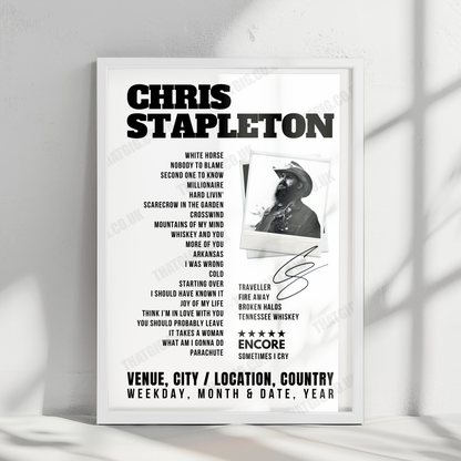 Chris Stapleton Setlist Poster - Tuscaloosa Amphitheater, Tuscaloosa - July 14th, 2022