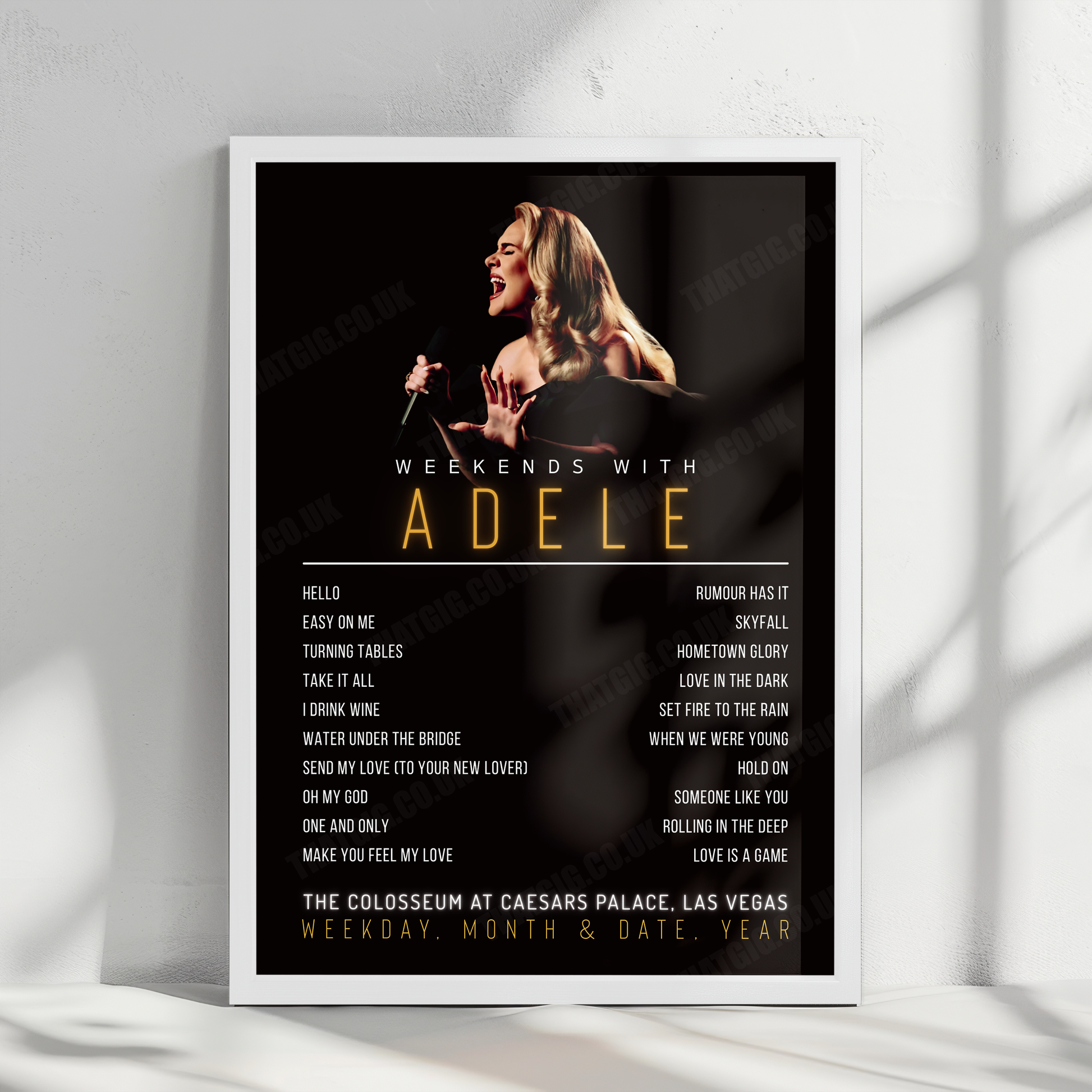 Adele Setlist Poster - The Colosseum at Caesars Palace, Las Vegas - February 24th, 2024