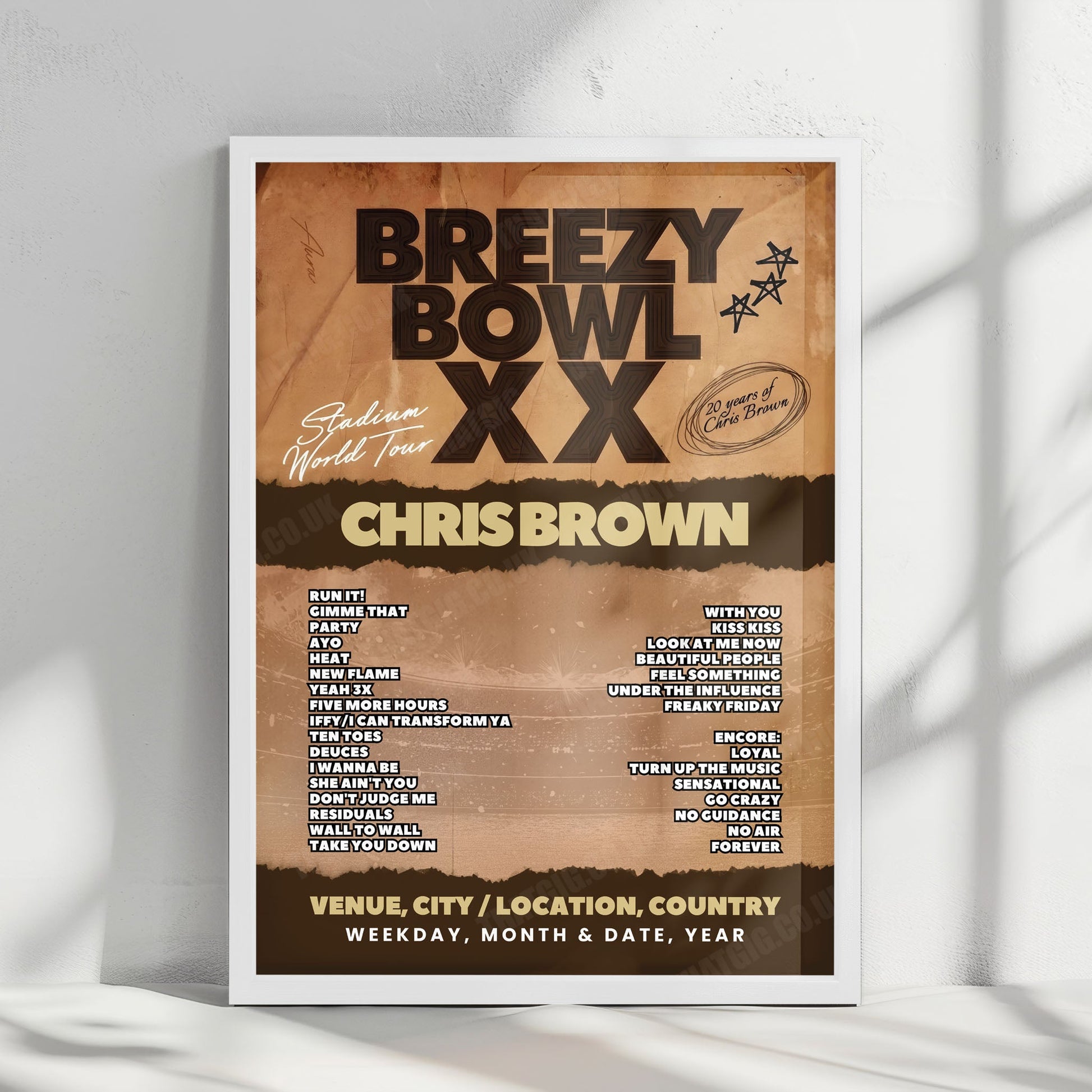 Chris Brown Setlist Poster - SoFi Stadium, Inglewood - September 14th, 2025