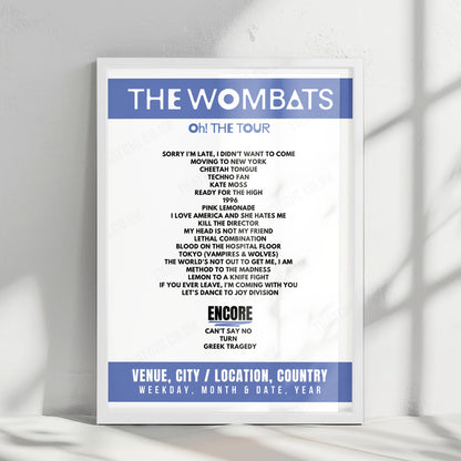 The Wombats Setlist Poster - First Direct Arena, Leeds - March 26th, 2025