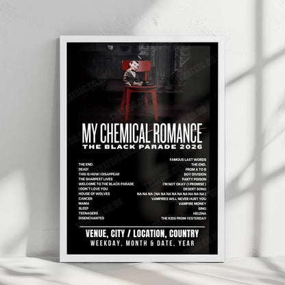 My Chemical Romance Setlist Poster - Target Field, Minneapolis - August 24th, 2026