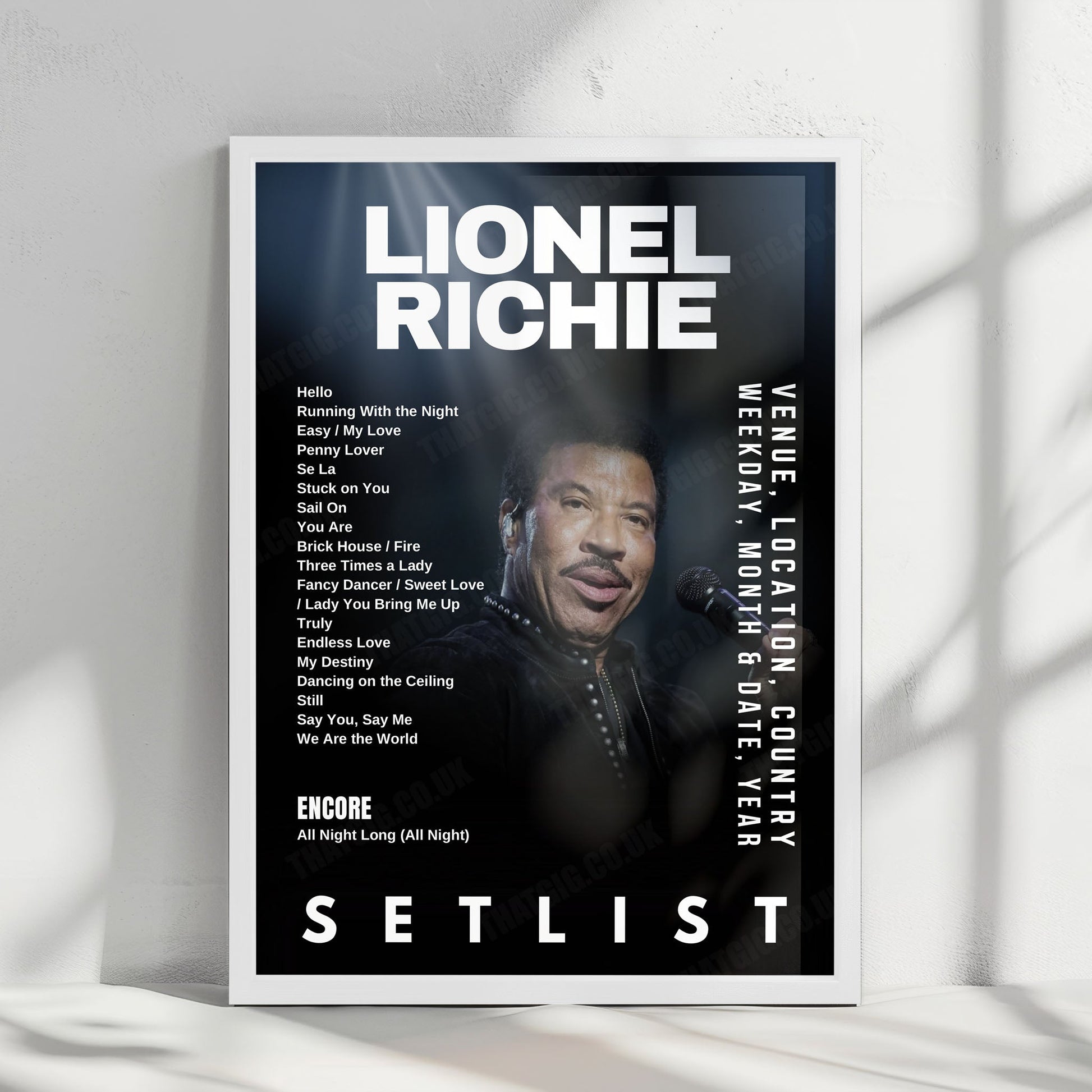 Lionel Richie Setlist Poster - Co-op Live, Manchester - June 13th, 2025