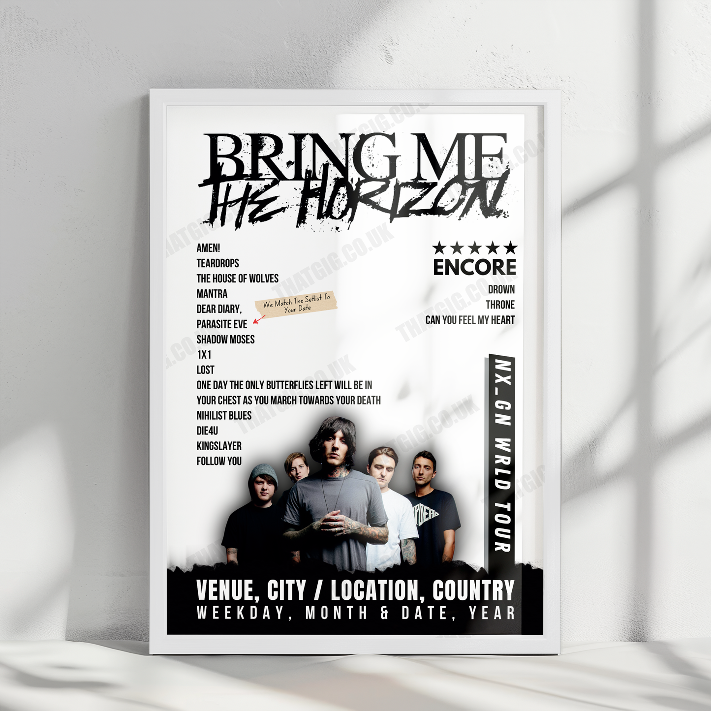 Bring Me the Horizon Setlist Poster - AO Arena, Manchester, England - January 13th, 2024
