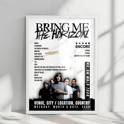 Bring Me the Horizon Setlist Poster - AO Arena, Manchester, England - January 13th, 2024