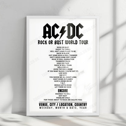 AC/DC Setlist Poster - Aviva Stadium, Dublin - July 1st, 2015