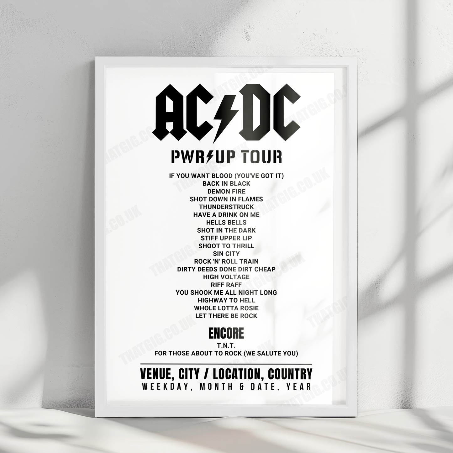 AC/DC Setlist Poster - Festivalterrein Stenehei, Dessel - August 9th, 2024