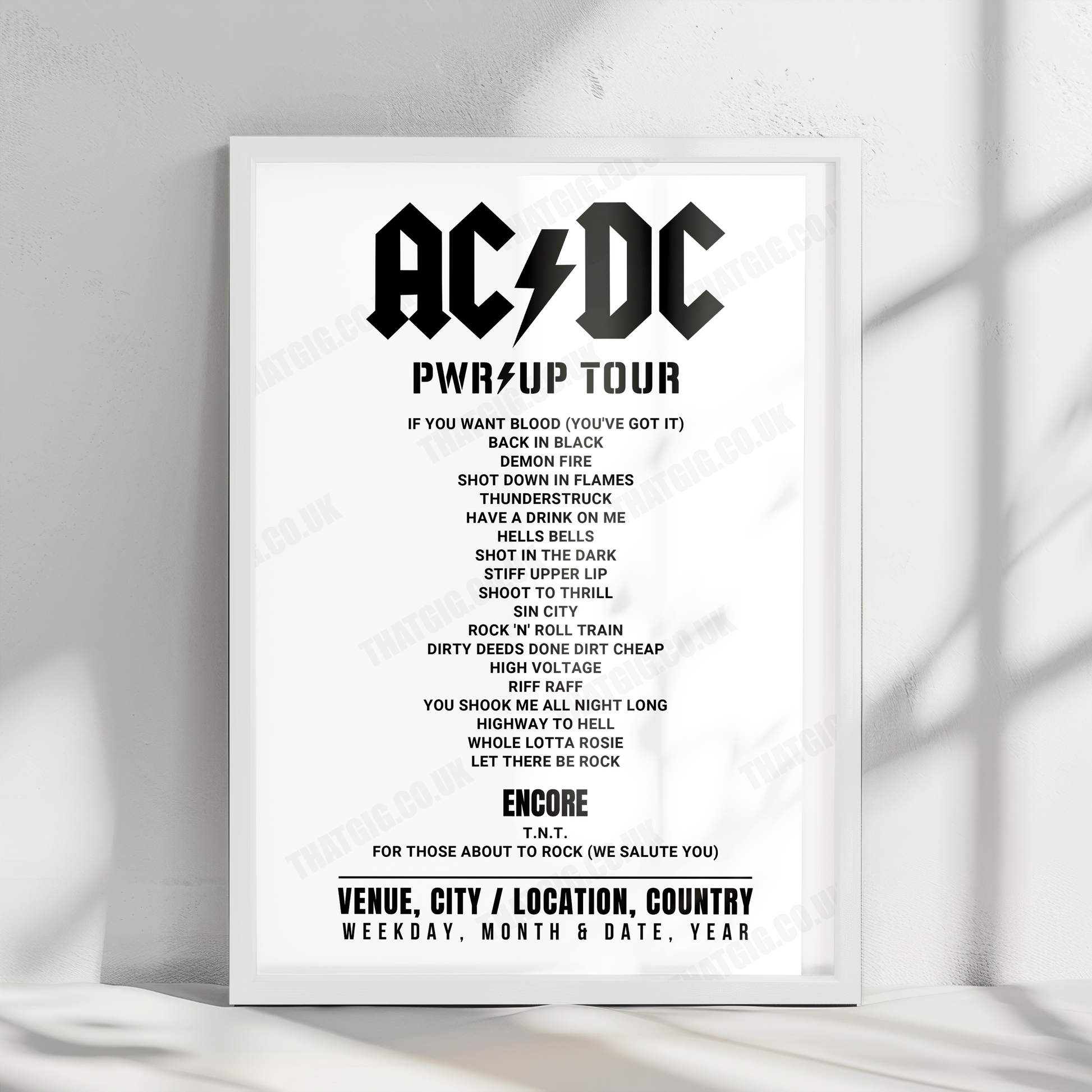 AC/DC Setlist Poster - Festivalterrein Stenehei, Dessel - August 9th, 2024