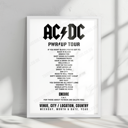 AC/DC Setlist Poster - Festivalterrein Stenehei, Dessel - August 9th, 2024