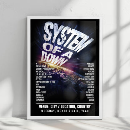 System of a Down Setlist Poster - Strawberry Arena, Solna - June 29th, 2026