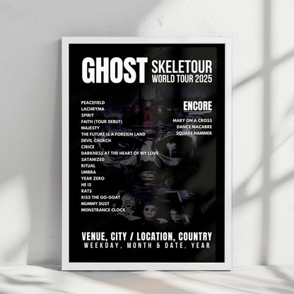 Ghost Setlist Poster - Ziggo Dome, Amsterdam - May 8th, 2025