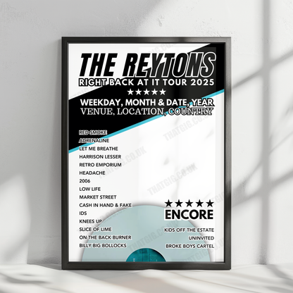 The Reytons Setlist Poster - O2 Academy Brixton, London, England - February 7th, 2025