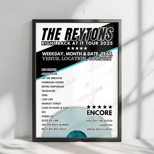 The Reytons Setlist Poster - O2 Academy Brixton, London, England - February 7th, 2025