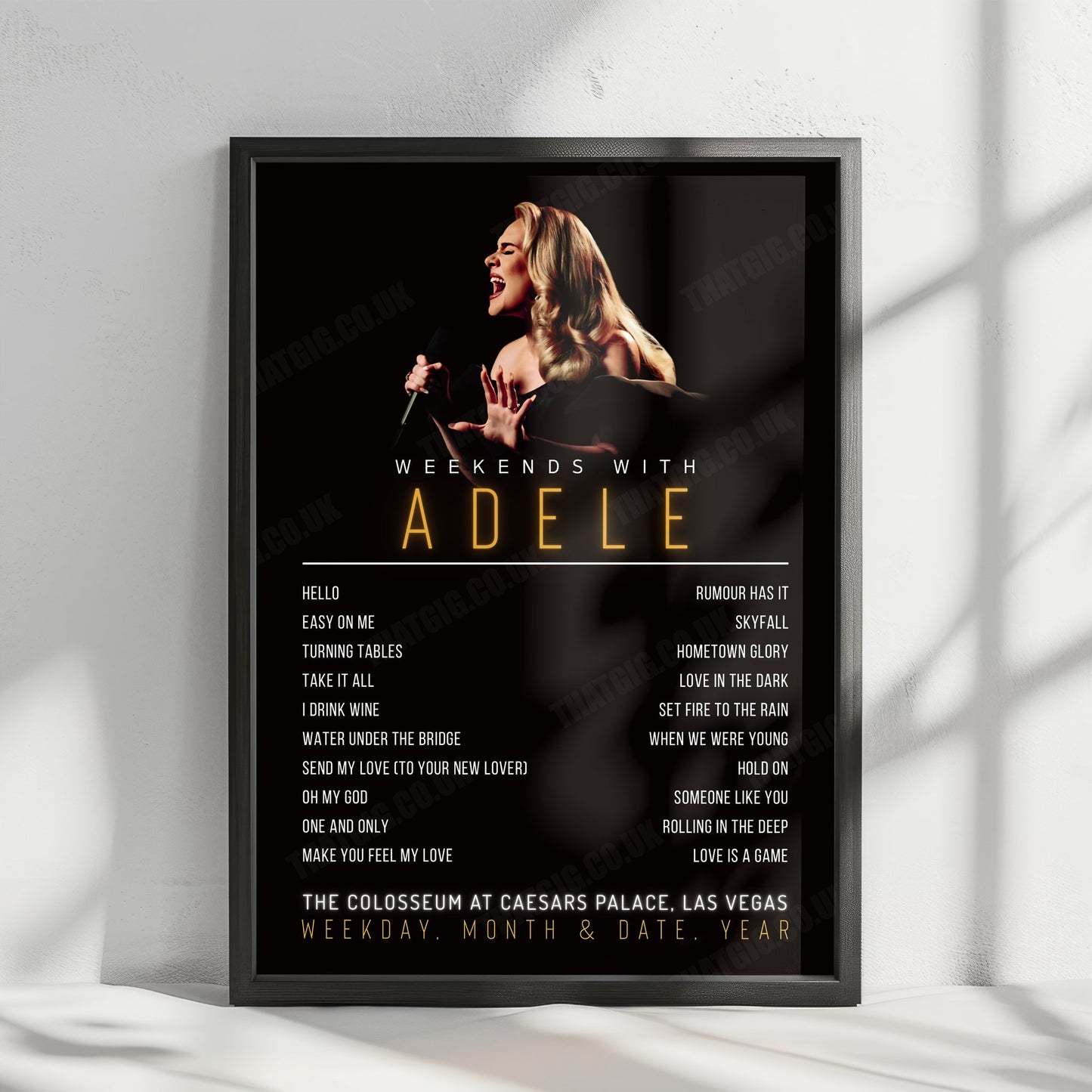 Adele Setlist Poster - The Colosseum at Caesars Palace, Las Vegas - July 1st, 2023