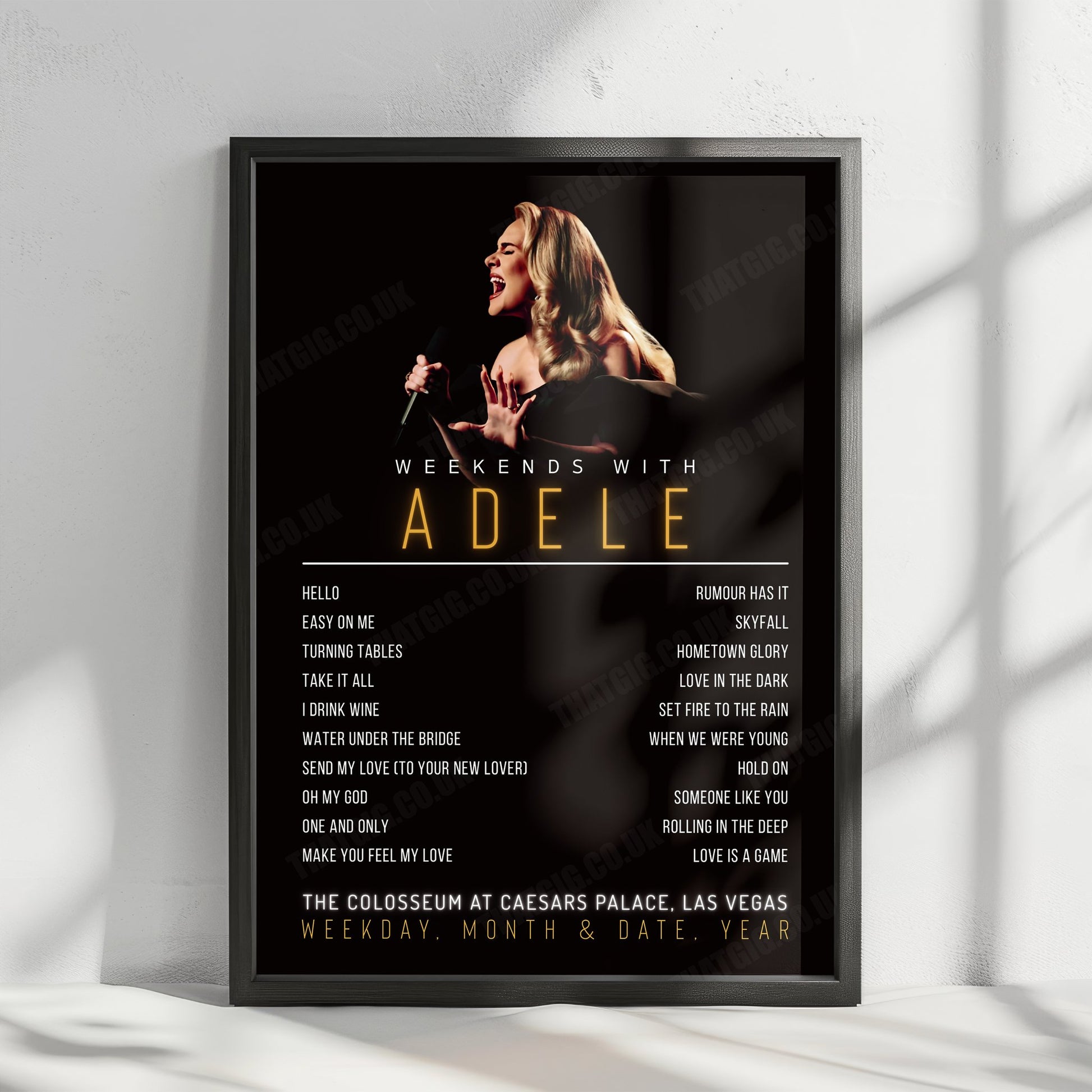 Adele Setlist Poster - The Colosseum at Caesars Palace, Las Vegas - July 1st, 2023