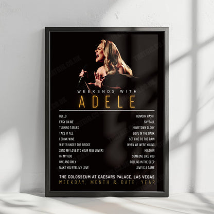 Adele Setlist Poster - The Colosseum at Caesars Palace, Las Vegas - May 31st, 2024