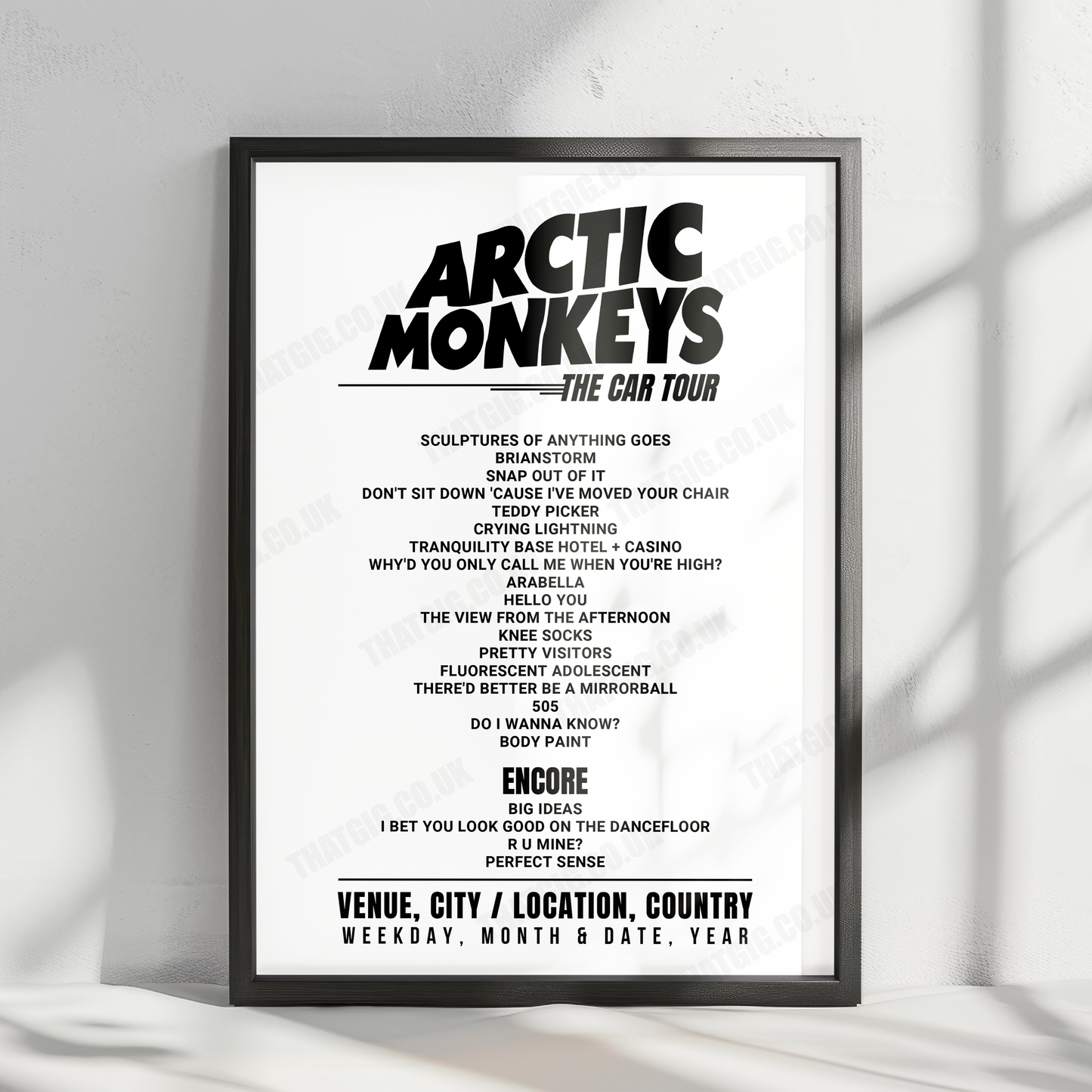 Arctic Monkeys Setlist Poster - North Byron Parklands, Byron Bay - January 2nd, 2023